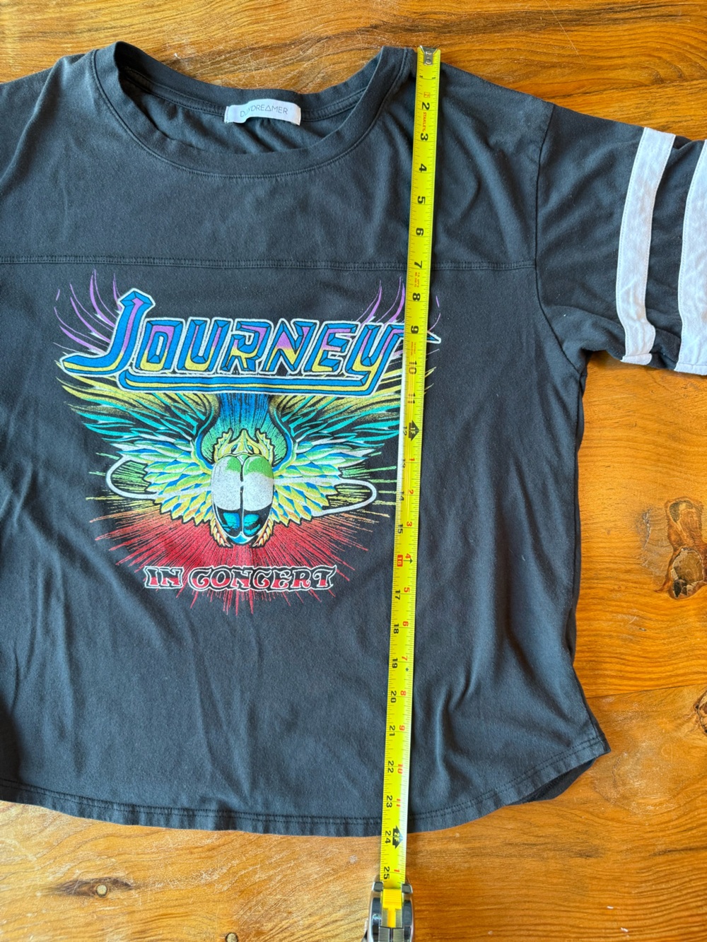 Daydreamer Women’s Journey Oversized Band Tee Black, Stripes Retro Graphic XS - Picture 7 of 7